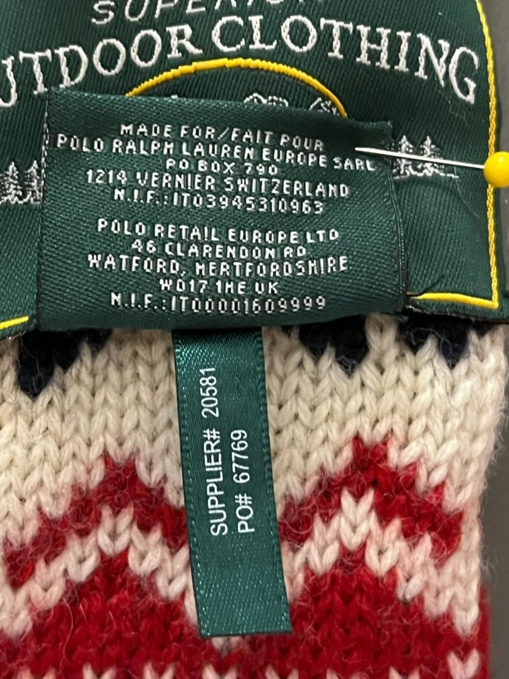 Vintage Rugby Ralph Lauren by Superior Outdoor Clothing Fair Isle Wool Scarf